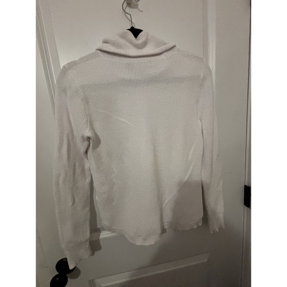 Lauren By Ralph Lauren White Waffle Knit Cowl Neck  Sweater - Picture 5 of 11